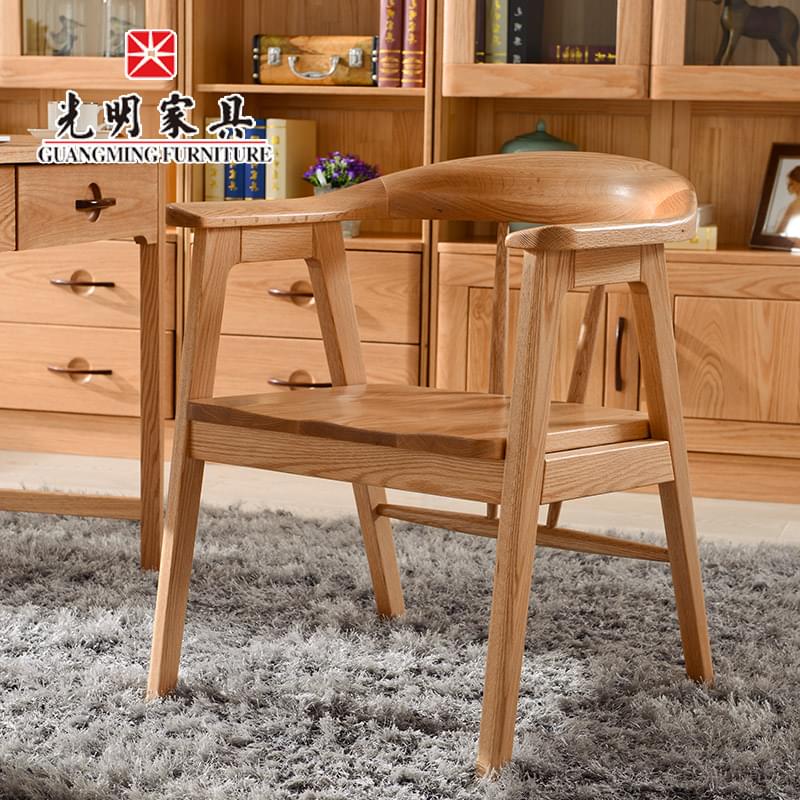 【光明家具】北歐簡約全實木書椅電腦椅 橡木書椅辦公椅 原木色椅子WX3-5401-64