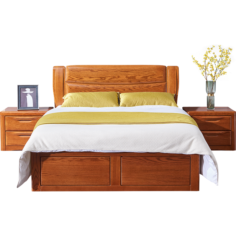 【光明家具】1.8米雙人床 北美進口紅橡木實木床 現代中式床 GY89-1574