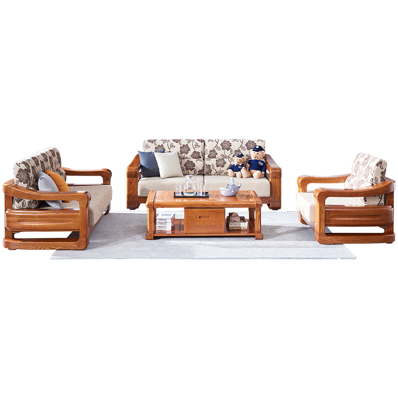 【光明家具】 實木沙發 單人位雙人位三人位沙發 紅橡木沙發組合GY89-3873